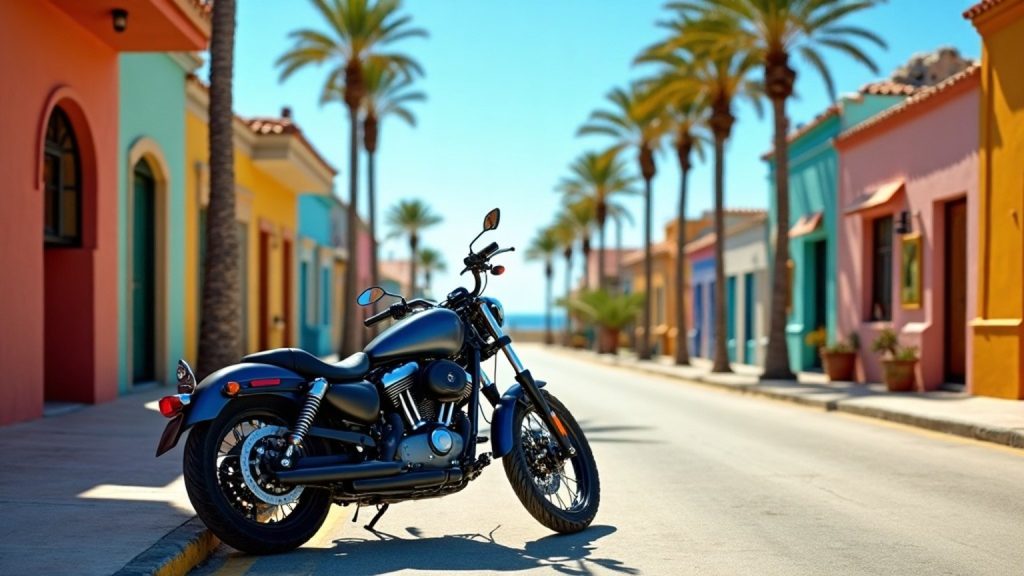 Motorcycle in a Mexican beach town