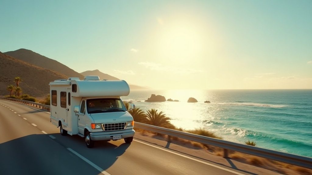 Motorhome RV on the Baja coast highway