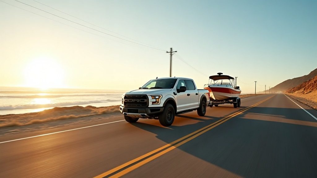 Truck towing a boat trailer in Baja