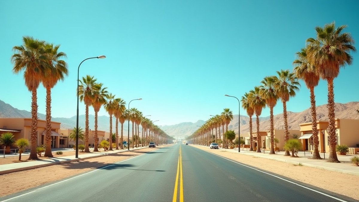 Mexicali & Calexico Border Crossing: Gateway to San Felipe 1 Sunny desert city border crossing with palm trees and cars near Mexicali