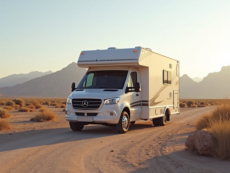 RV motorhome in the Baja California desert